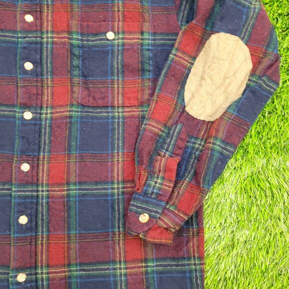 Vintage Pendleton Wool Plaid Shirt Medium 21x27 Elbow-Patch USA - Picture 10 of 11